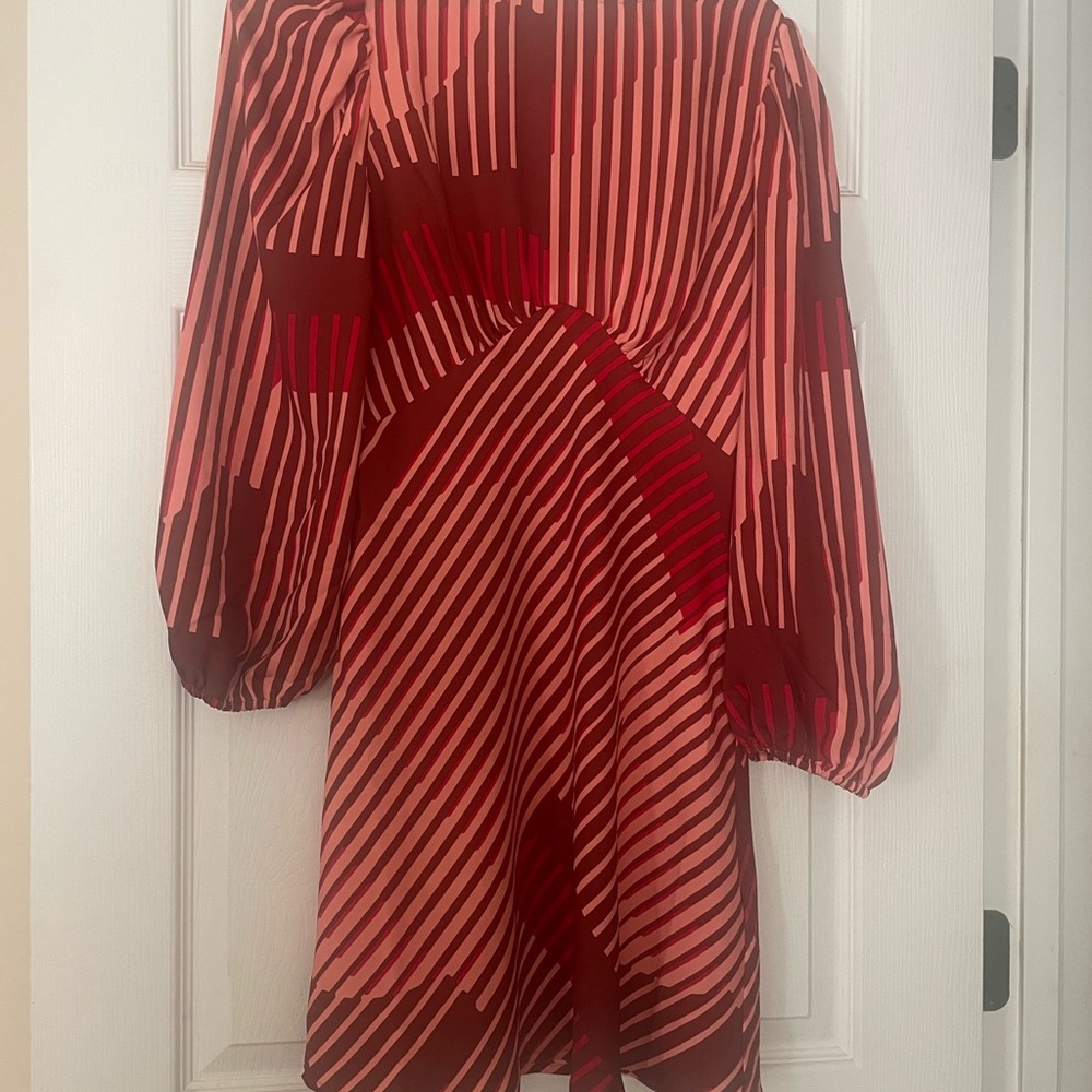 Striped Red and  Coral Ladies Dress